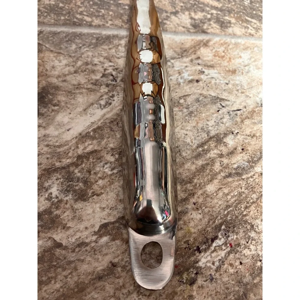 Stainless Steel Skimmer Spoon Silver Mirror Finish Twisted Handle 14.75 Inch